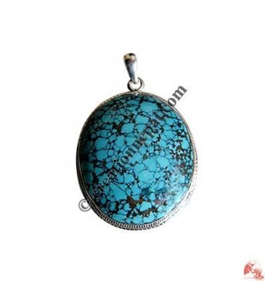 Oval shape turquoise silver pendant5