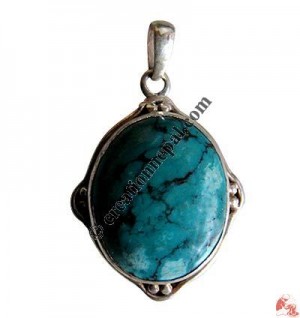 Oval shape turquoise silver pendant6