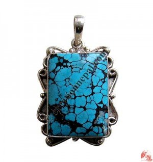 Butterfly design turquoise silver pendant2