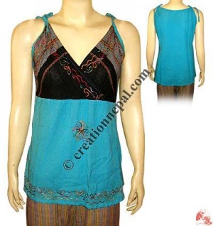 Cotton front embroidery top
