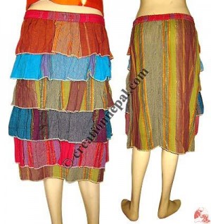 Step frills cotton skirt