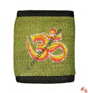 Om embroidery hemp wallet