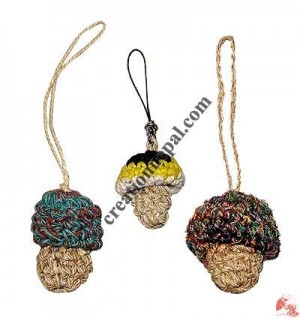 Hemp-cotton Mushroom mobile strap