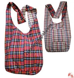 Check cotton Lama bag (reversible)