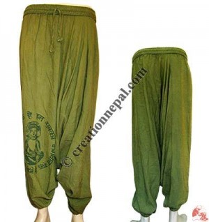 Letter printed plain cotton loose trouser
