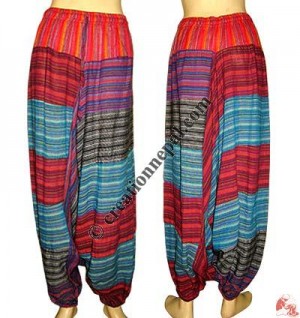 Cotton patch-work loose trouser