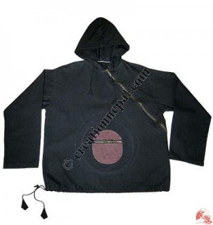 Plain shyama round-pocket hooded jacket