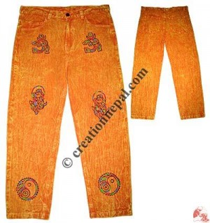 Shyama stonewash block print pant