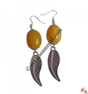Amber beads ear ring2