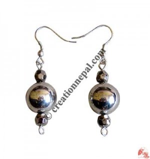 Silver coated plastic beads ear ring 9