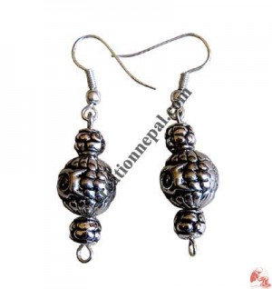 Silver coated plastic beads ear ring 15