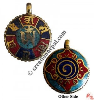Stone setting double sided round pendant2