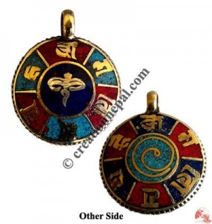 Stone setting double sided round pendant3