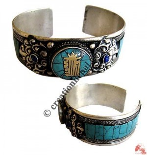 Turquoise setting Kalachakra bangle