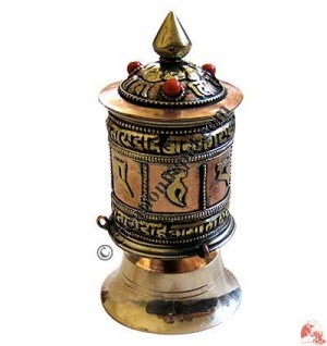 Stand copper and brass prayer wheel