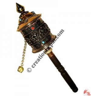 Auspicious signs antique prayer wheel3