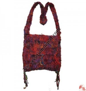 Recycled cotton crochet flap bag