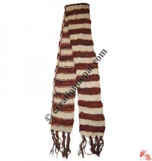 Art silk white stripes muffler