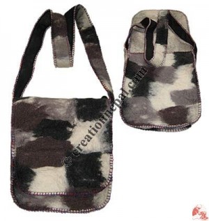 Natural color mixed felt flap bag
