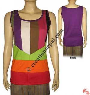 Multiple color joined rib vest top
