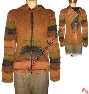Stone wash pin hood rib jacket