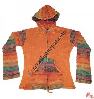 Rib hooded jacket