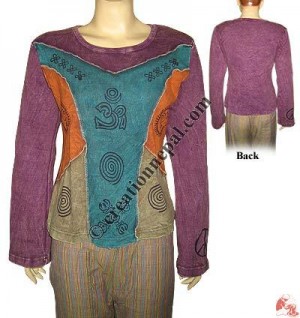 Printed stone wash rib t-shirt