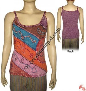 Hand emb rib tank top