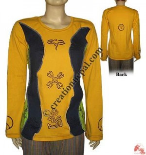 Printed rib full sleeves t-shirt