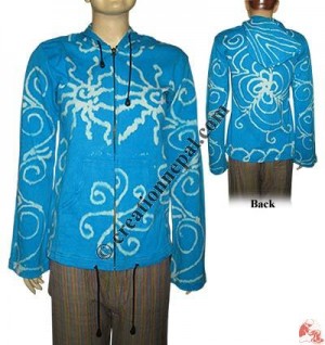 Printed stone wash rib jacket