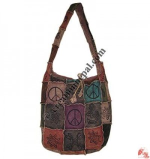 Printed patch-work rib lama bag