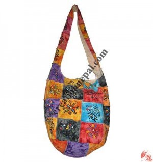 Hand painted patch-work rib lama bag