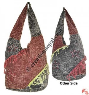 Stone wash patch-work lama bag
