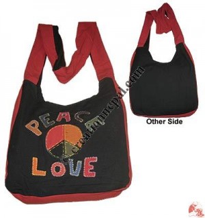 Peace-love cotton shoulder bag