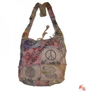 Block print patch-work rib lama bag