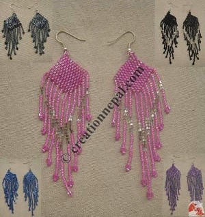 Square design frills pote ear ring