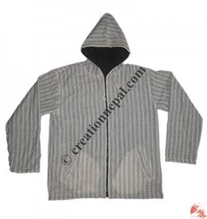 White khaddar stripes jacket