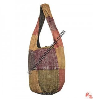 Bottom round patch-work stone wash Lama bag2