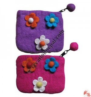 Felt flower coin purse