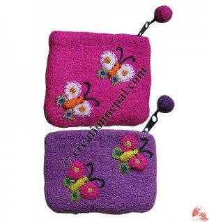 Felt butterfly coin purse