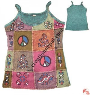 Hand paint patch-work rib tank top