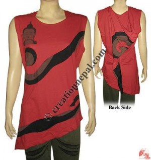 Long hood print and patch-work top