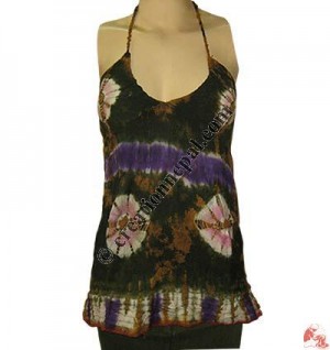 Cotton tie-dye halter top1