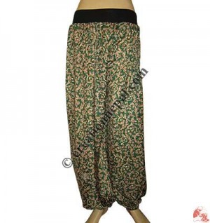 Sari silk ribbed elastic loose trouser