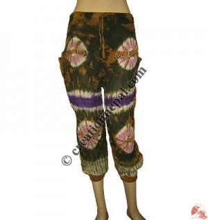 Cotton tie-dye quarter trouser