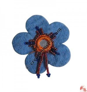 Glass beads decorated tiny felt brooch