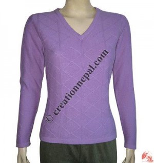 Ladies V-neck check sweater