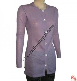 Round-neck long size cardigan sweater