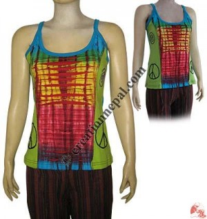 Hand embroidered razor cut tank top