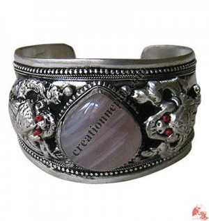 Dragon white metal bangle